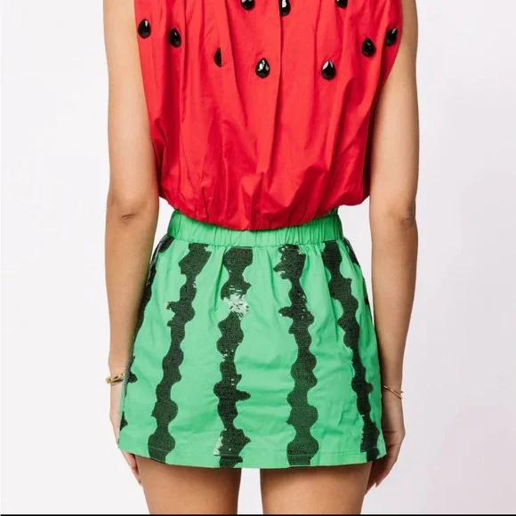Brand New QUEEN OF SPARKLES QOS Green Watermelon Skort - Picture 2 of 10